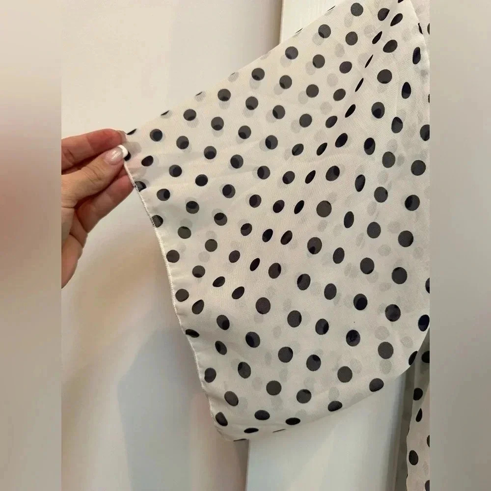 LuLaRoe Dark Navy Polka Dot Black Fringe Monroe Kimono Swim Coverup Size Large L - Picture 7 of 11